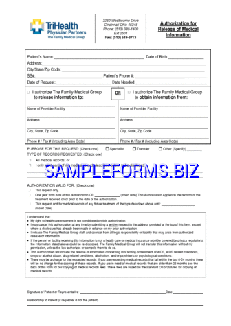 Ohio Medical Records Release Form 3